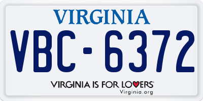 VA license plate VBC6372