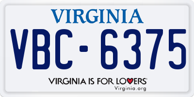 VA license plate VBC6375