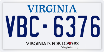 VA license plate VBC6376