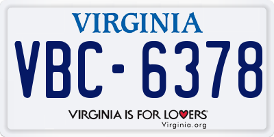 VA license plate VBC6378
