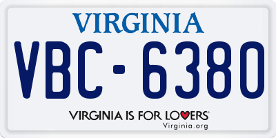 VA license plate VBC6380