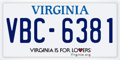 VA license plate VBC6381