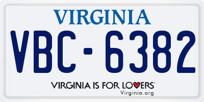 VA license plate VBC6382
