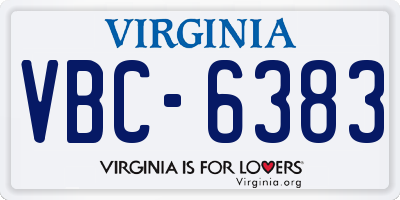 VA license plate VBC6383