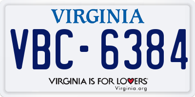 VA license plate VBC6384