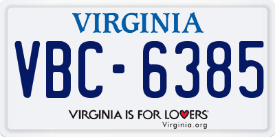 VA license plate VBC6385
