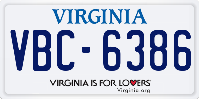 VA license plate VBC6386