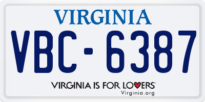 VA license plate VBC6387