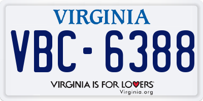 VA license plate VBC6388