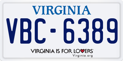 VA license plate VBC6389