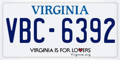 VA license plate VBC6392