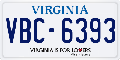 VA license plate VBC6393