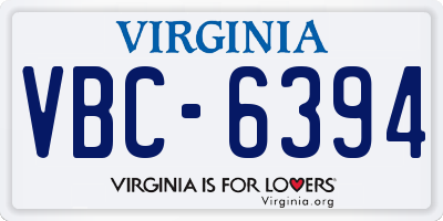 VA license plate VBC6394