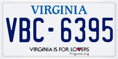 VA license plate VBC6395