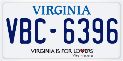 VA license plate VBC6396