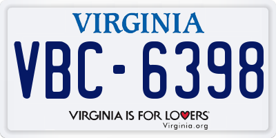 VA license plate VBC6398