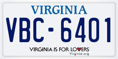 VA license plate VBC6401