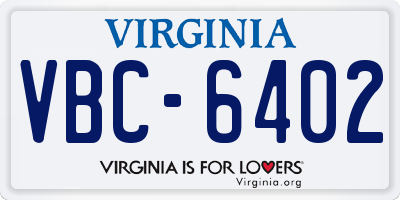 VA license plate VBC6402