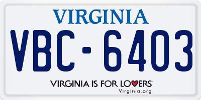 VA license plate VBC6403