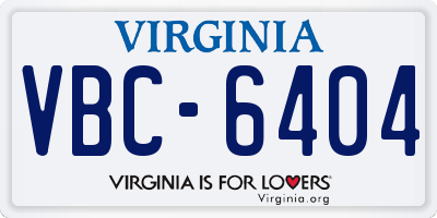 VA license plate VBC6404