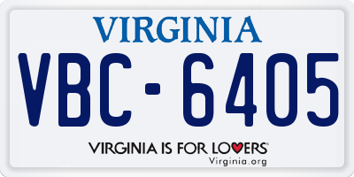 VA license plate VBC6405