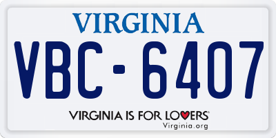 VA license plate VBC6407