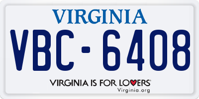 VA license plate VBC6408