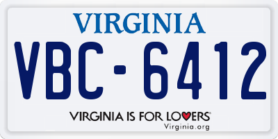 VA license plate VBC6412
