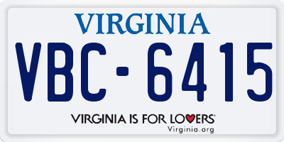 VA license plate VBC6415
