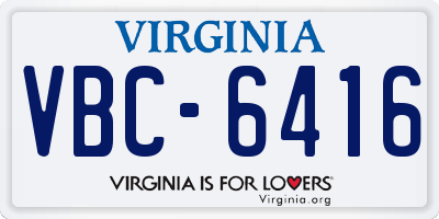 VA license plate VBC6416