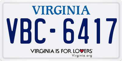 VA license plate VBC6417