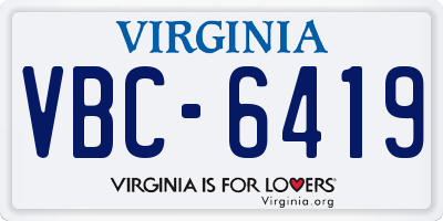VA license plate VBC6419