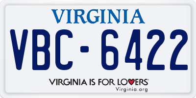 VA license plate VBC6422