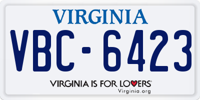 VA license plate VBC6423