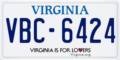 VA license plate VBC6424