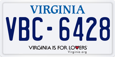 VA license plate VBC6428
