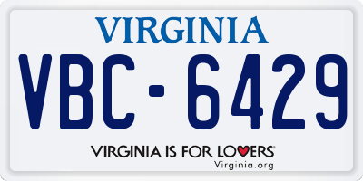 VA license plate VBC6429