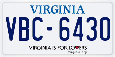 VA license plate VBC6430