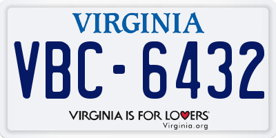VA license plate VBC6432