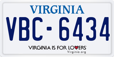 VA license plate VBC6434