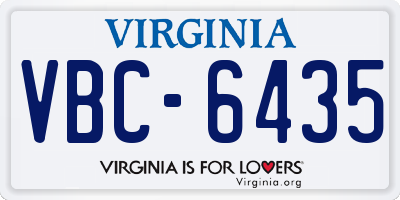 VA license plate VBC6435