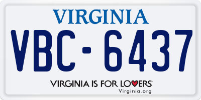 VA license plate VBC6437