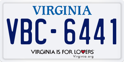 VA license plate VBC6441