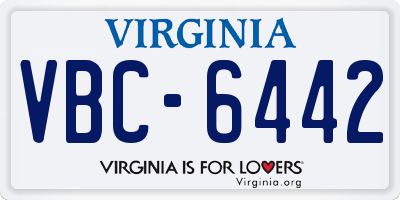 VA license plate VBC6442