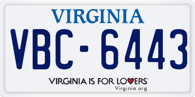 VA license plate VBC6443