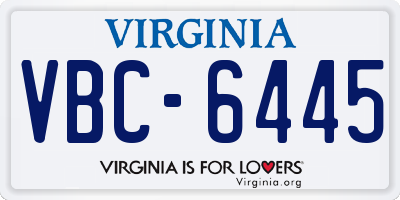 VA license plate VBC6445
