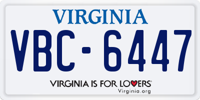 VA license plate VBC6447
