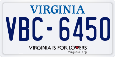 VA license plate VBC6450