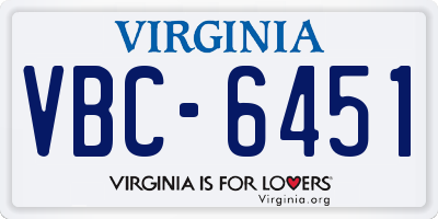 VA license plate VBC6451