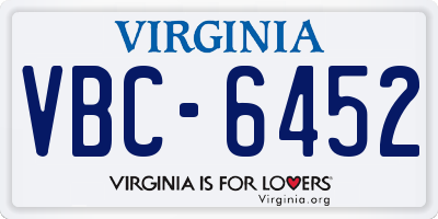 VA license plate VBC6452